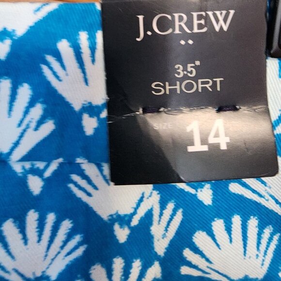 J.Crew Womens 3.5" Blue & White Shell Print Shorts Size 14 Cotton Blend NWT - Picture 3 of 3